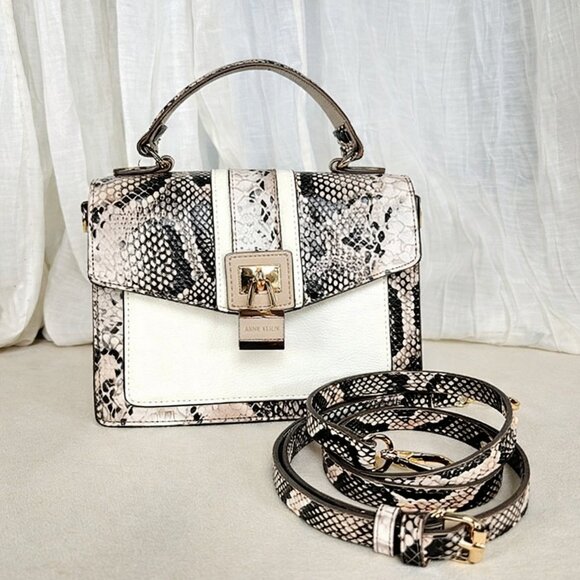 Anne Klein Handbags - Anne Klein Snakeskin Print Top Handle Satchel Crossbody Bag